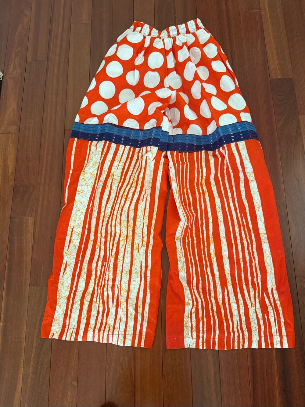 NWT Wild And Crazy Pants Wide Stylesbyberrachah Polka Dots Stripes Orange White